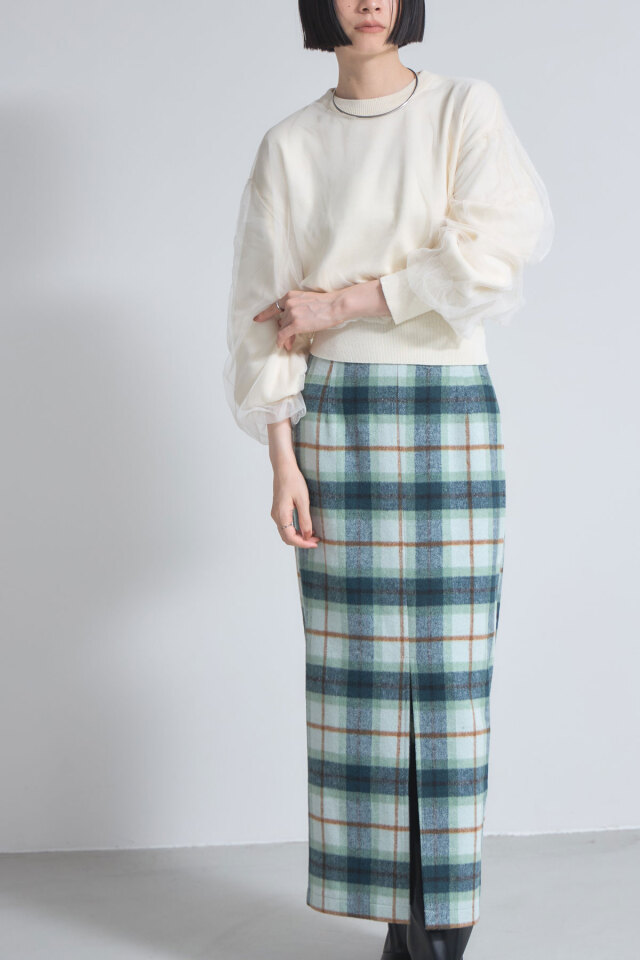 チュール重ねニットプルオーバー