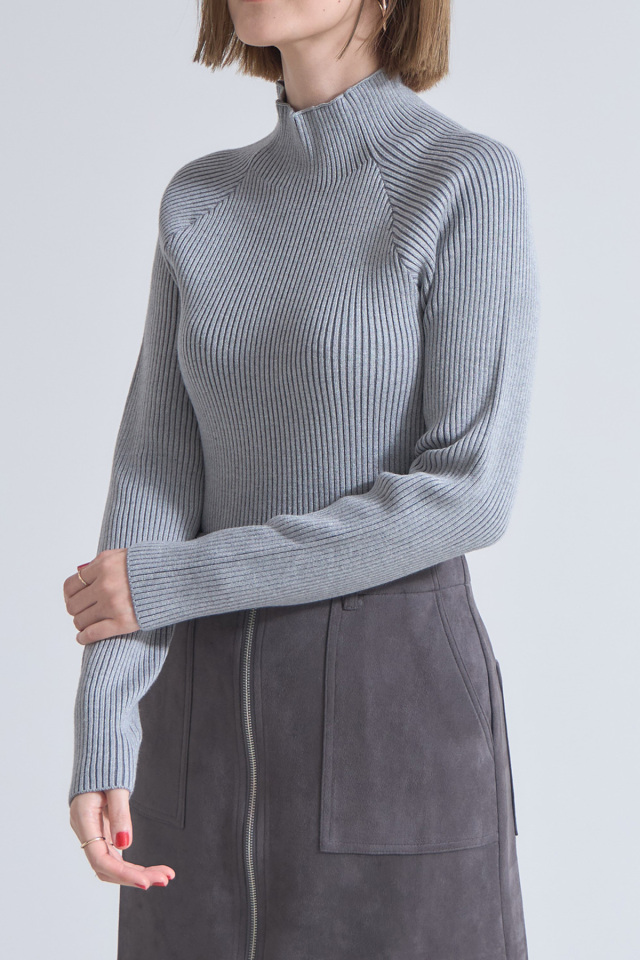 3Dリブタートルニットプルオーバー 