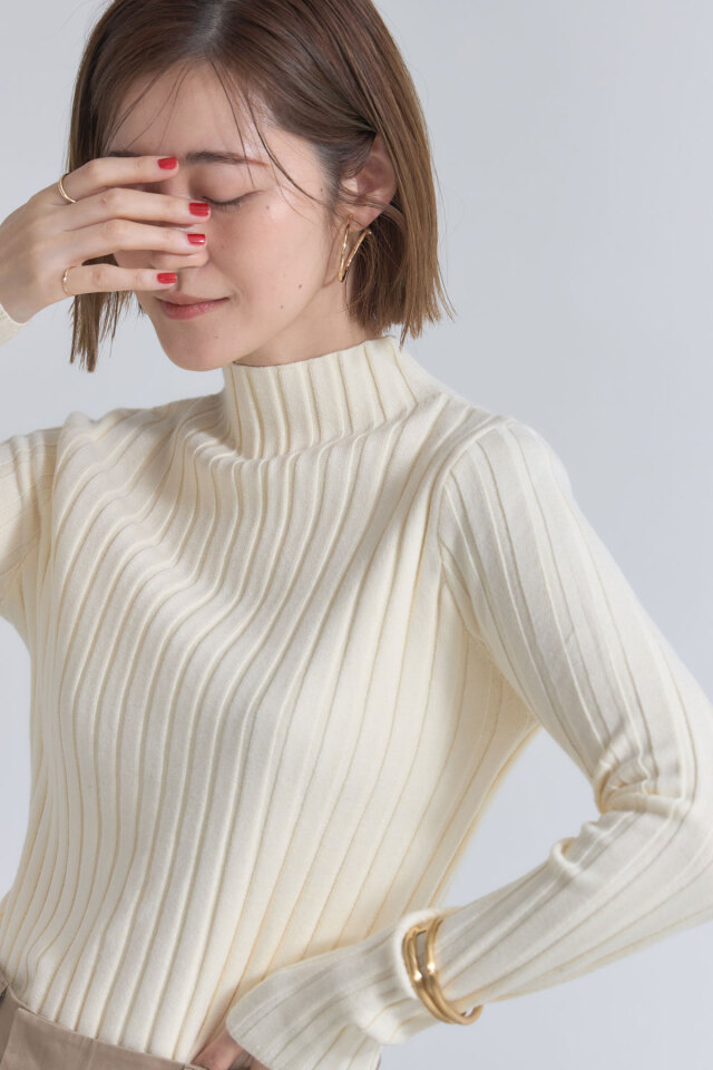 11月7日オフィシャルサイト限定少量再販！ボトルネックワイドリブニットプルオーバー