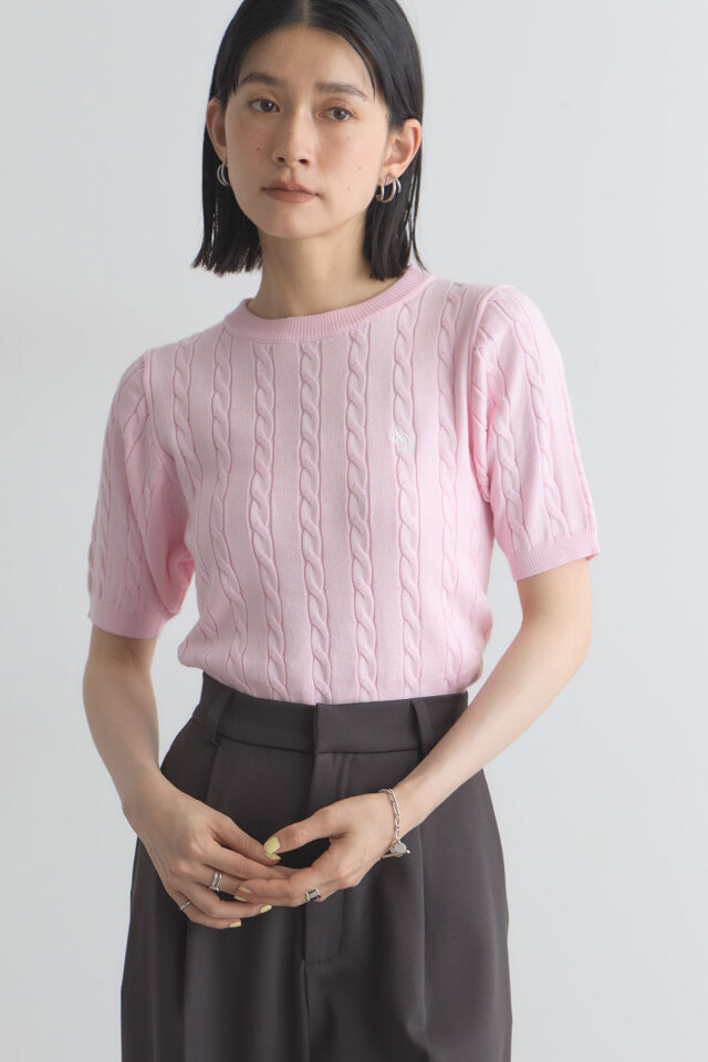 ニット セーター エンブロイダリーケーブルニット レディース Olu. ニット セーター エンブロイダリーケーブルニット