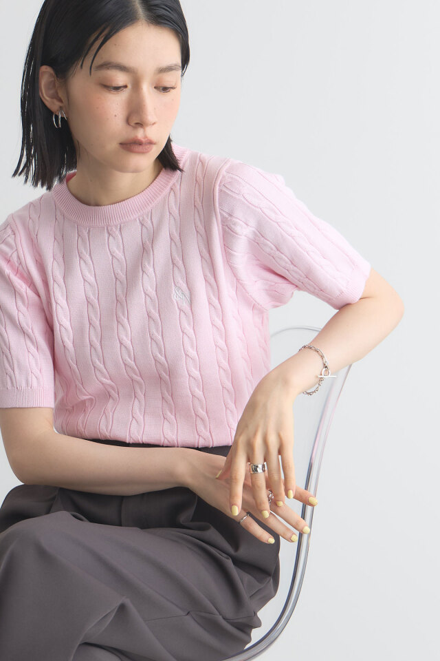 yuka  タイムセール ミニケーブルエンブロイダリーニットプルオーバー