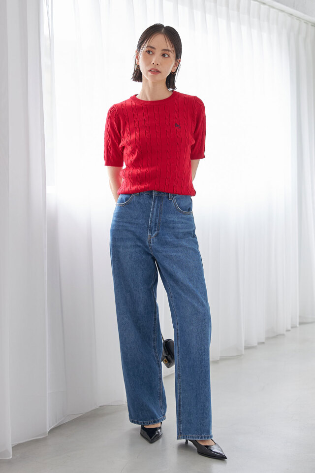 ミニケーブルエンブロイダリーニットプルオーバー