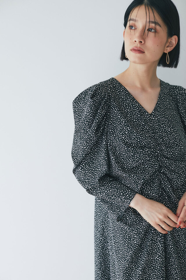 ダルメシアンフロントギャザーワンピース