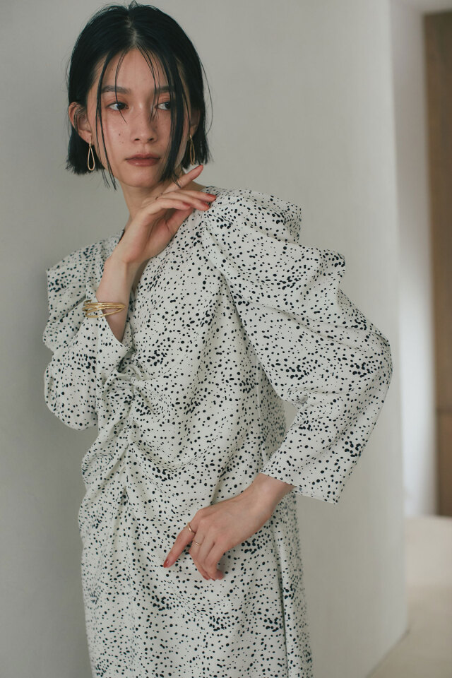 ダルメシアンフロントギャザーワンピース