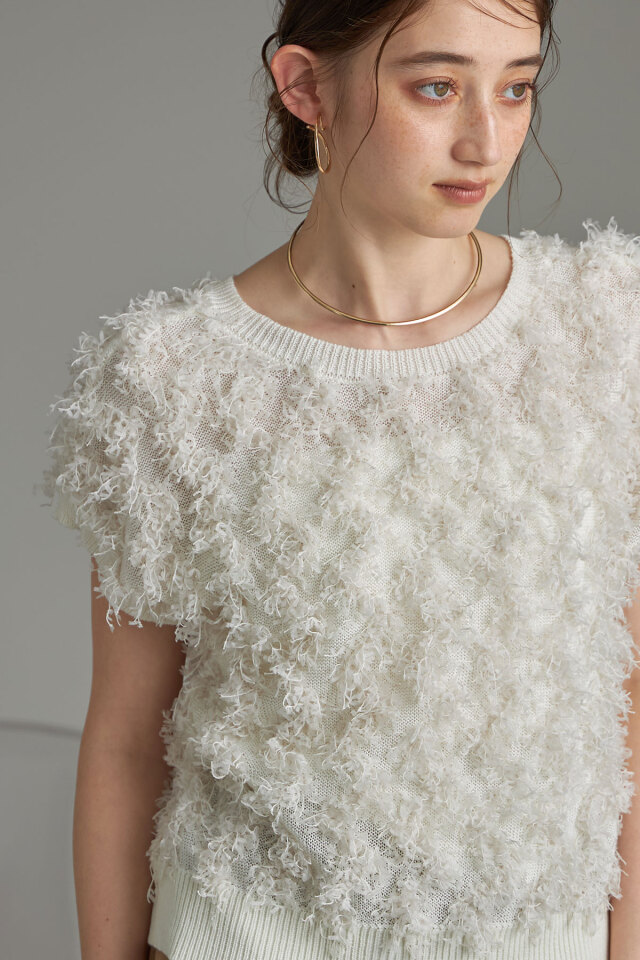 seyto シャギースイッチングニットベスト　サイズ2 seyto（セイト）の「Shaggy switching knit vest / シャギー