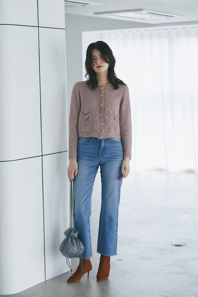 テープシャギーニットカーディガン