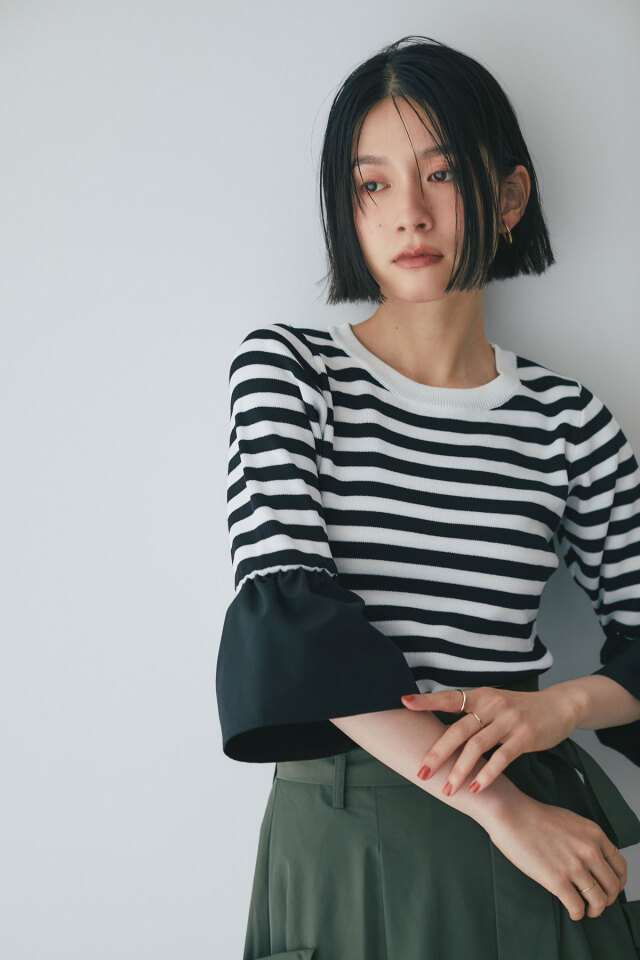 ベルスリーブニットプルオーバー