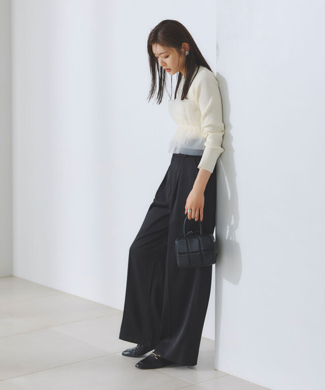 チュールフリルニットプルオーバー