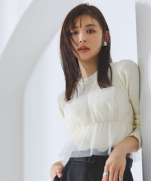 2月1日WEB限定再販！【古畑星夏さん着用】チュールフリルニットプルオーバー