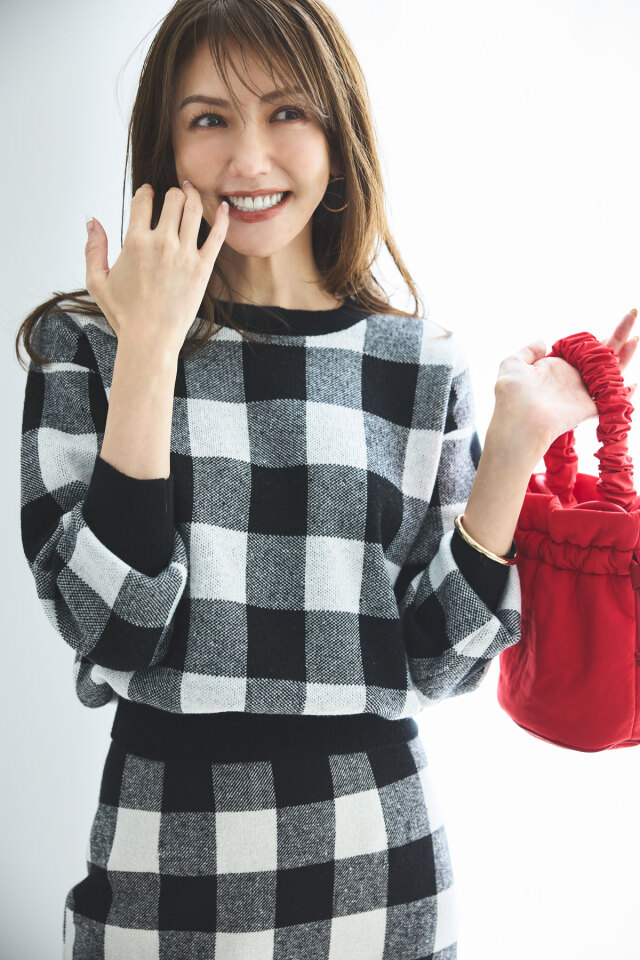 【SALE】【美香さんコラボ】ブロックチェックニットプルオーバー＊SALE品につき返品/交換/注文確定後の変更キャンセル不可＊