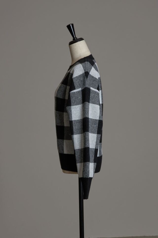 美香さんコラボ】ブロックチェックニットプルオーバー