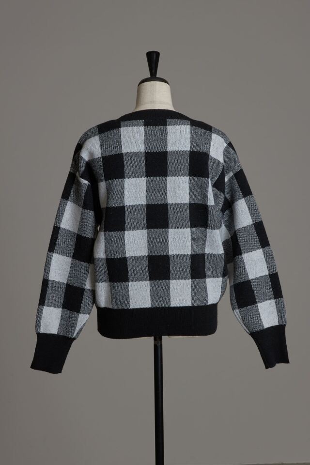 美香さんコラボ】ブロックチェックニットプルオーバー