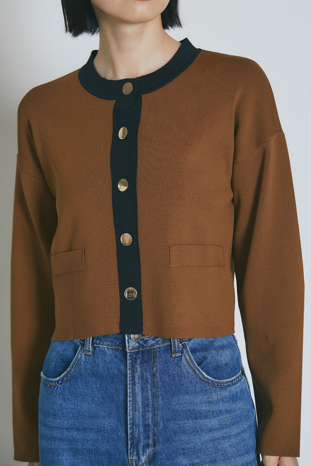 バイカラーショートジャケットカーディガン