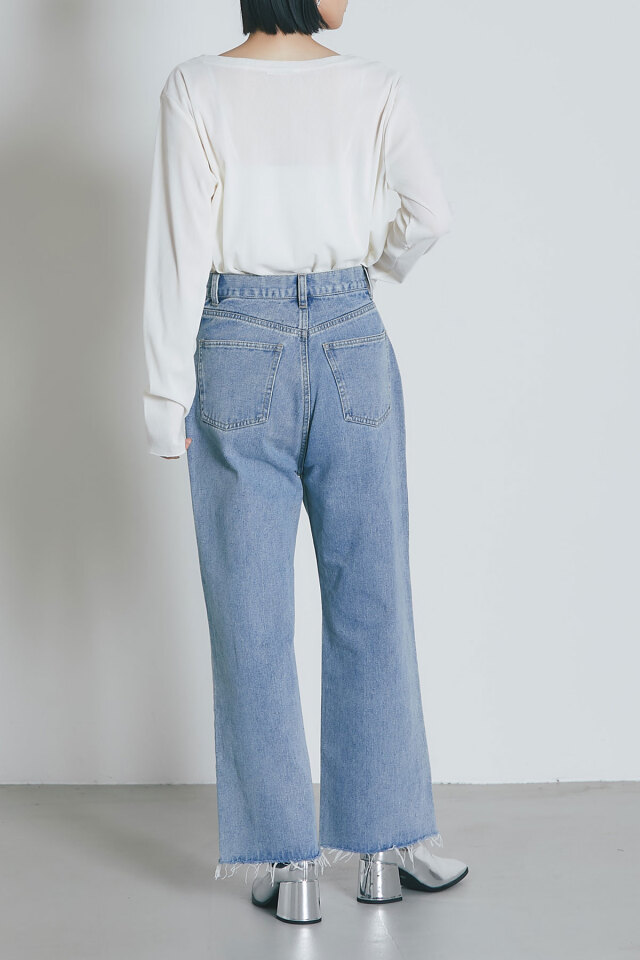 ウエストクロスストレートデニムパンツ