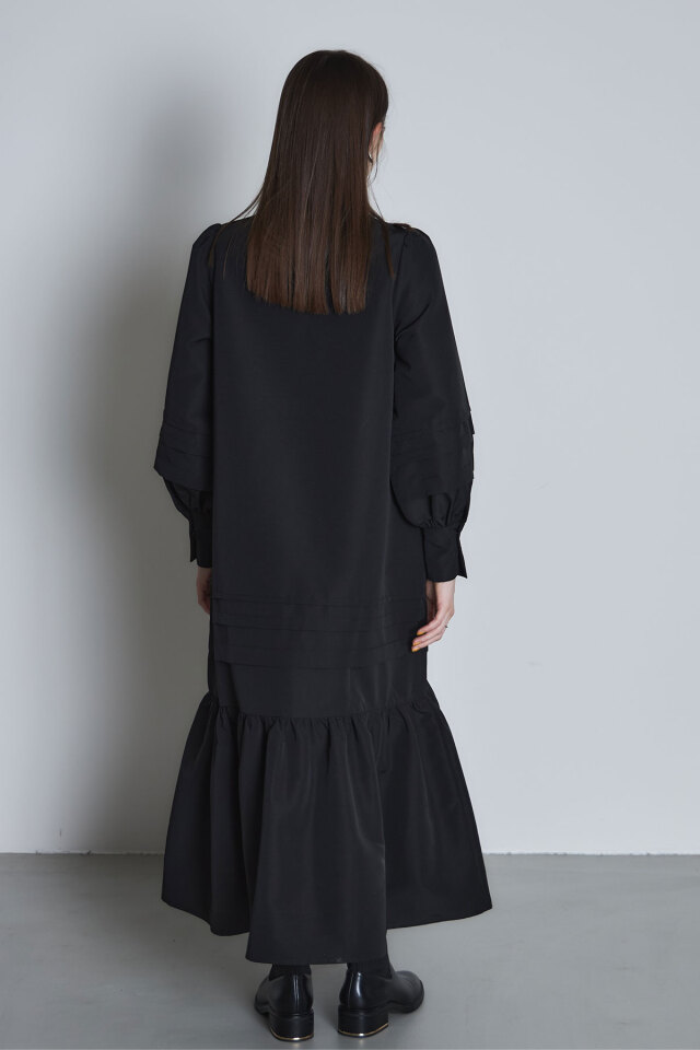 amoento 黒 フレアワンピース タックヘムフレアワンピース