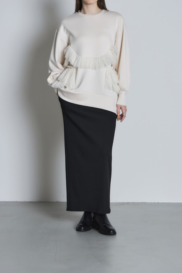 チュールフリルボンディングプルオーバー