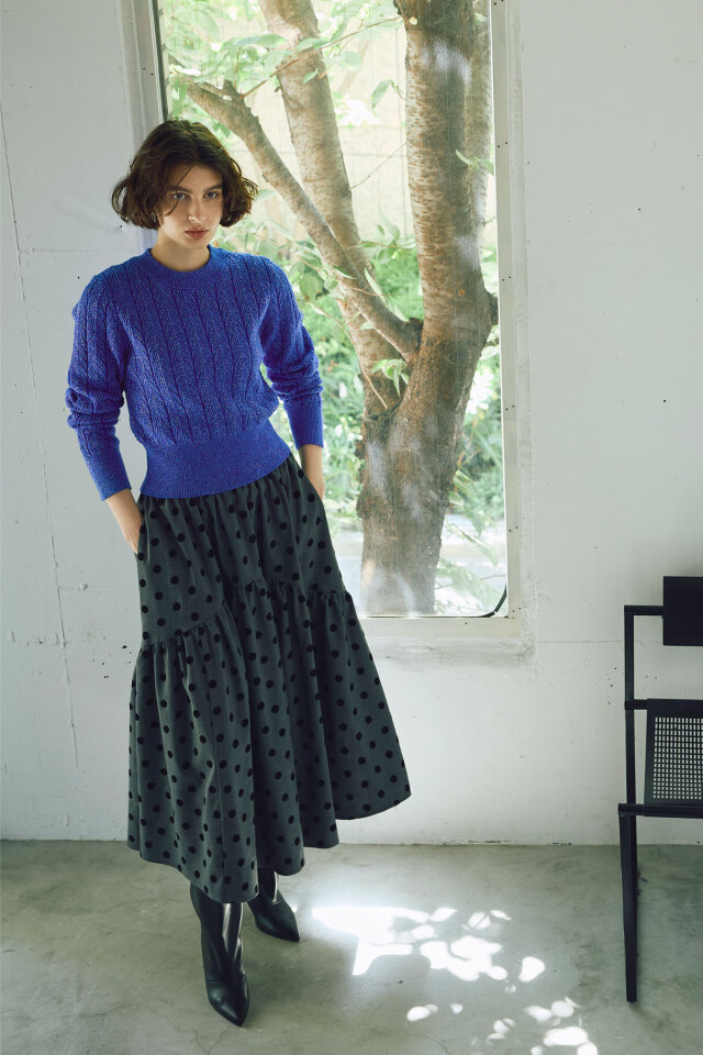 編み柄ラメニットプルオーバー