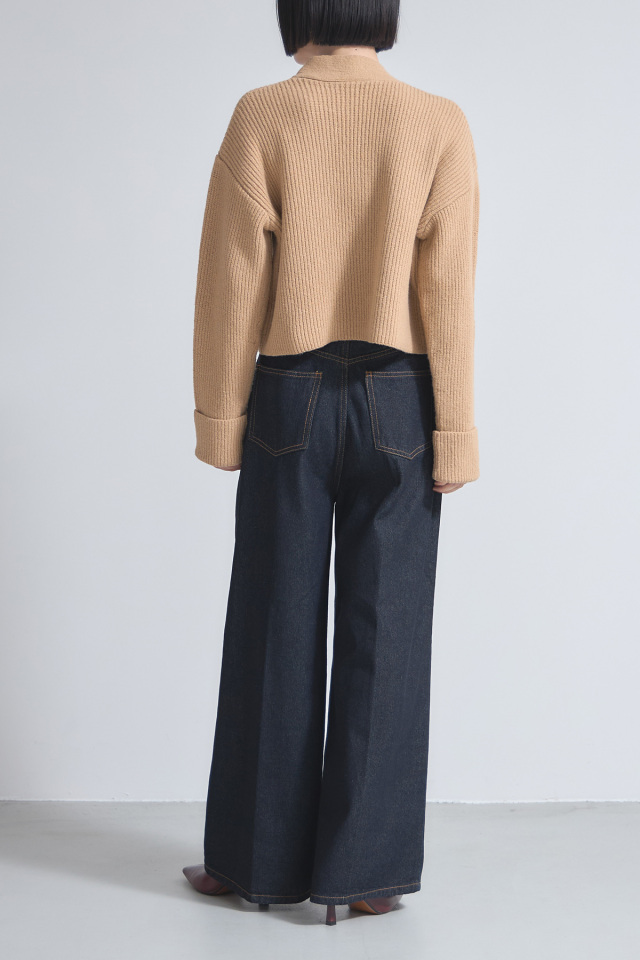 最安価格 センタープレスタックワイドデニムパンツ パンツ