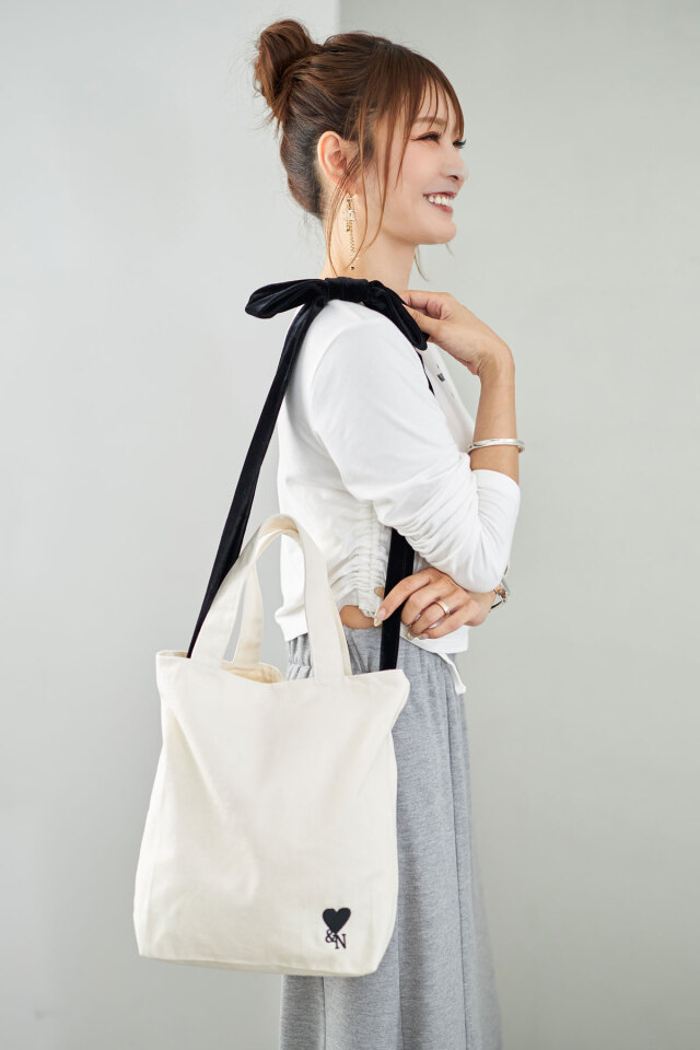 【成瀬愛里さんコラボ】ベロアリボンキャンバストートバッグ