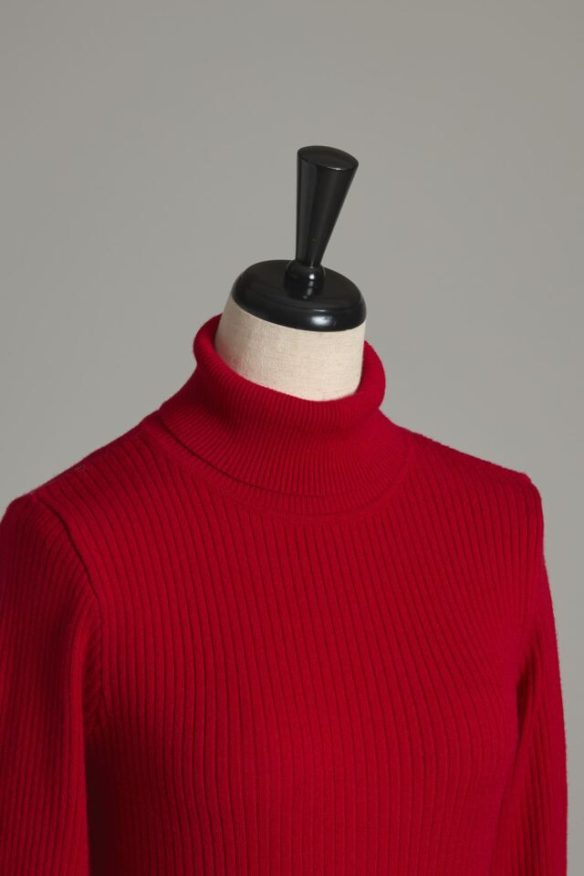 マシェリコラボ】袖口フリルハイネックニットワンピース