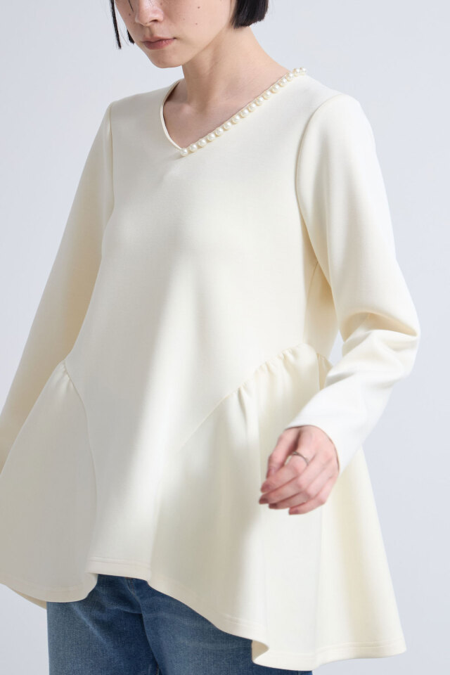 ゆり様♡order商品 衿ぐりパールペプラムプルオーバー