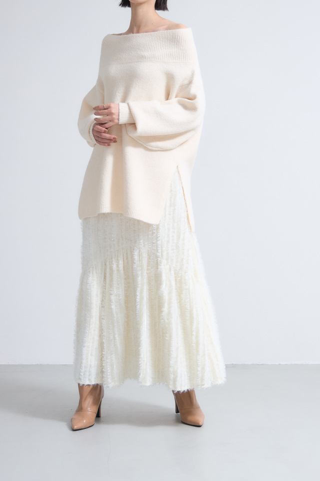 トップス 27 起毛オフショルニットチュニック