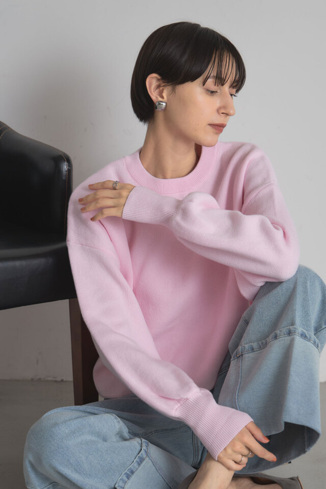 スウェットライクニットプルオーバー
