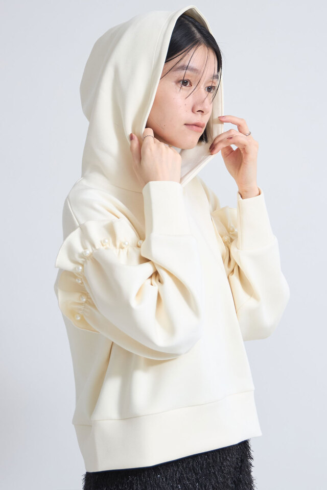 パールフリルボンディングパーカー