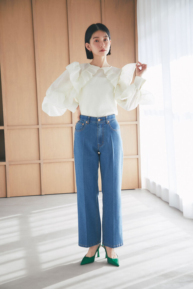 ストレッチストレートデニムパンツ