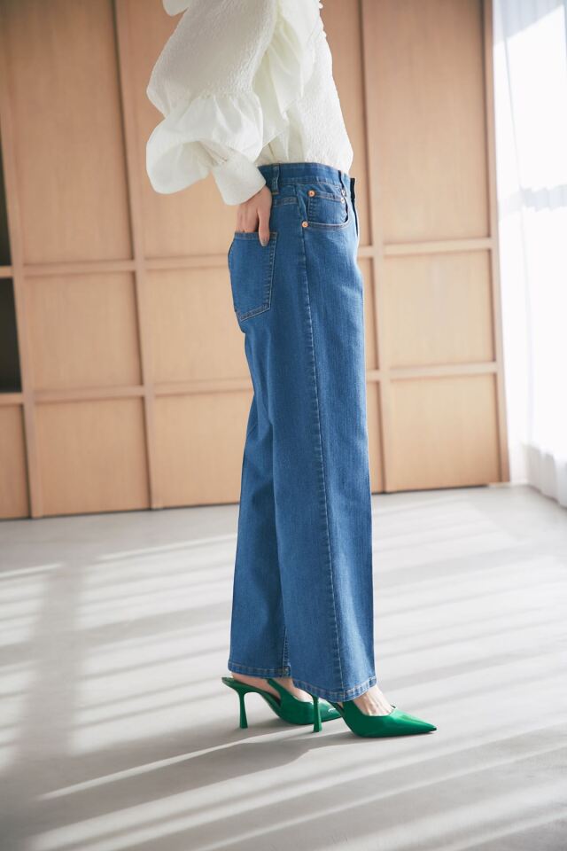 ストレッチストレートデニムパンツ