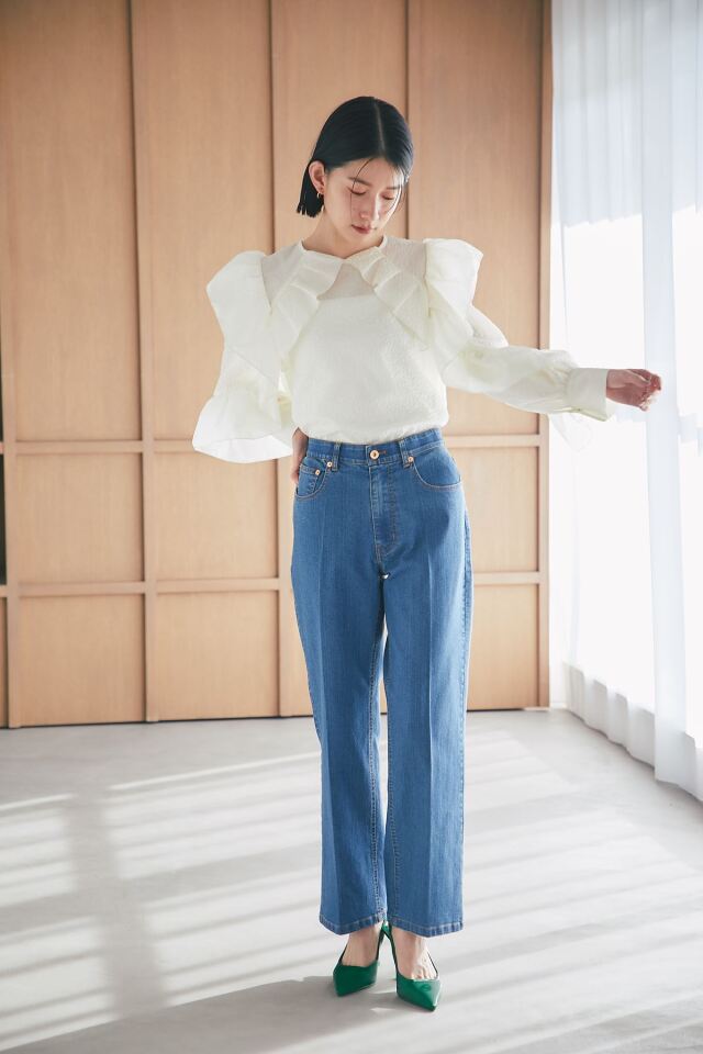 ストレッチストレートデニムパンツ