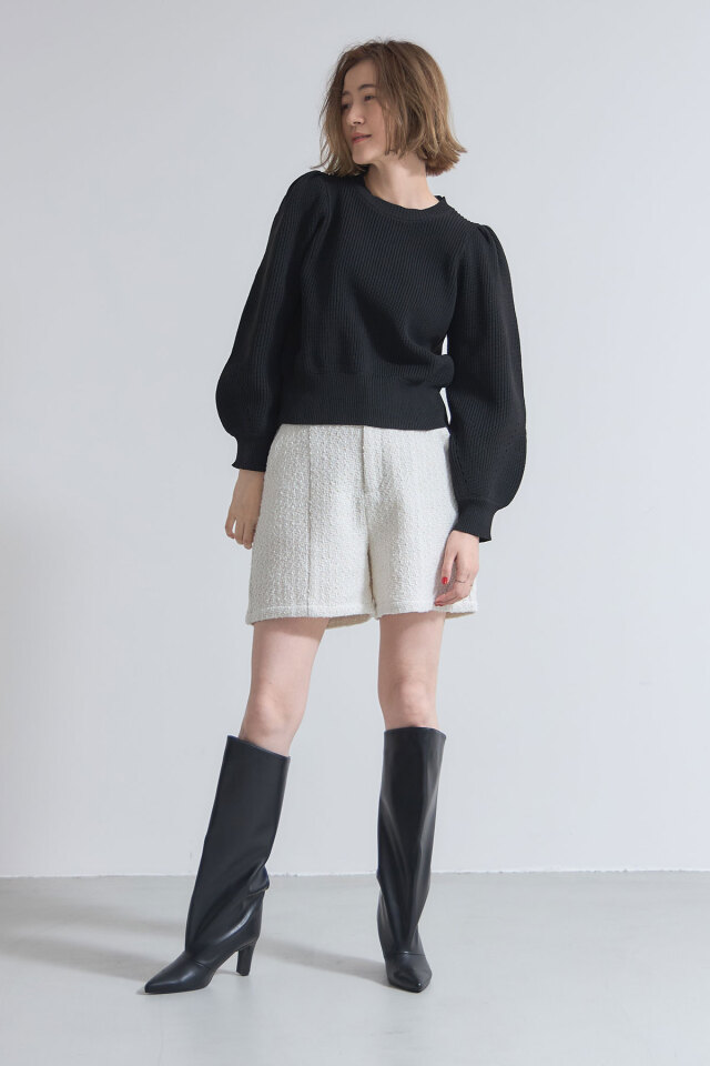 クロップドスポンジニットプルオーバー