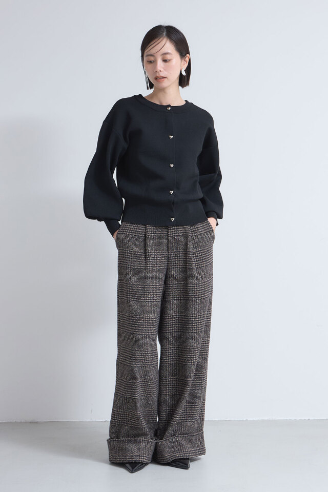 ハートボタンスポンジニットカーディガン