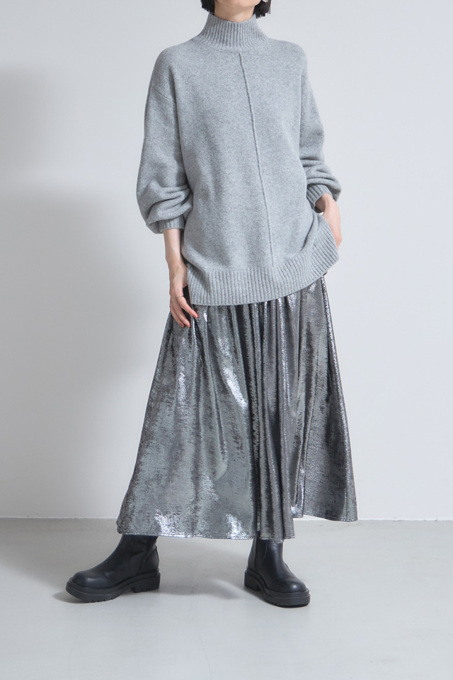 Bonpoint 36 メタリックシルバー ギャザースカート メタリックギャザースカート