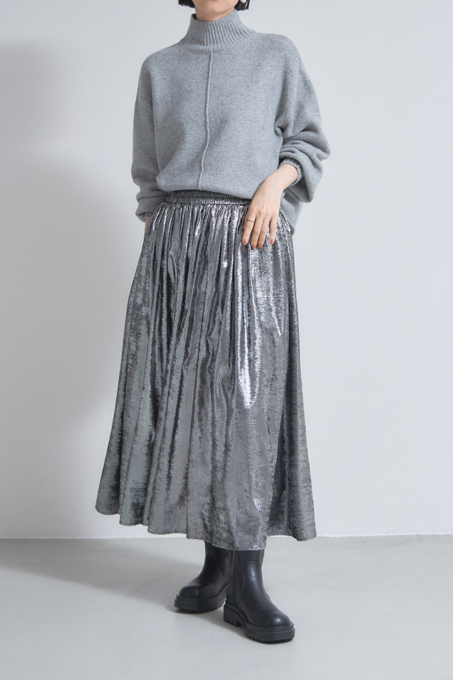 メタリックギャザースカート