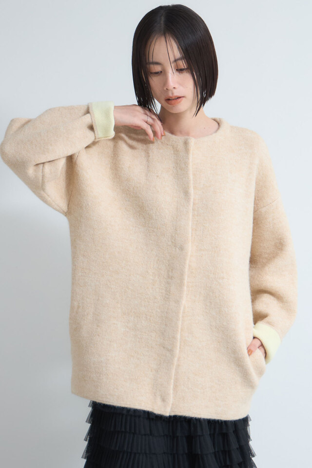 コクーン起毛ニットジャケット