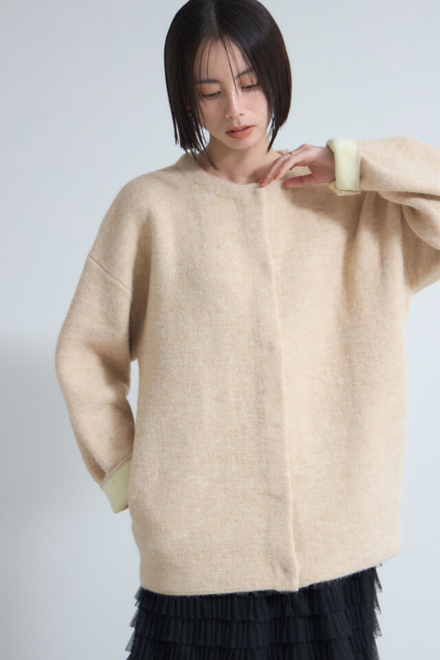 コクーン起毛ニットジャケット