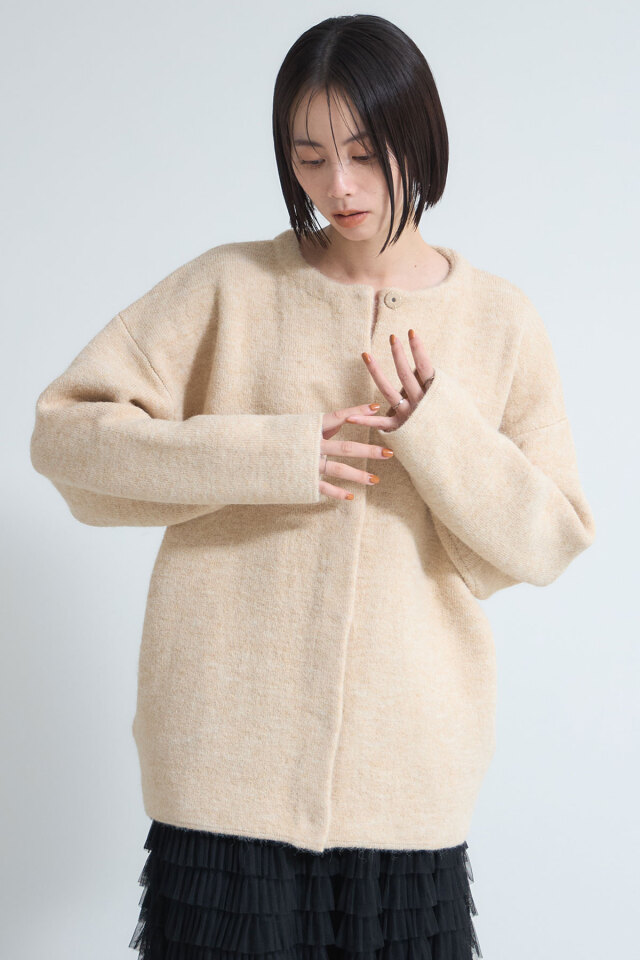 コクーン起毛ニットジャケット