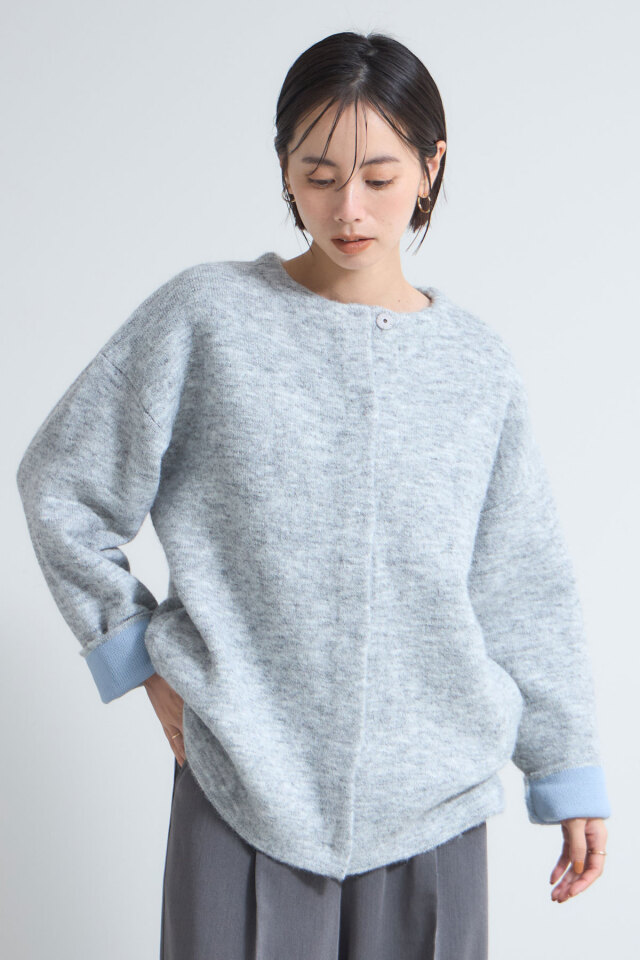 コクーン起毛ニットジャケット