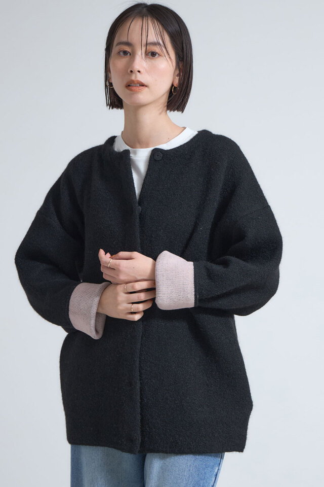 コクーン起毛ニットジャケット