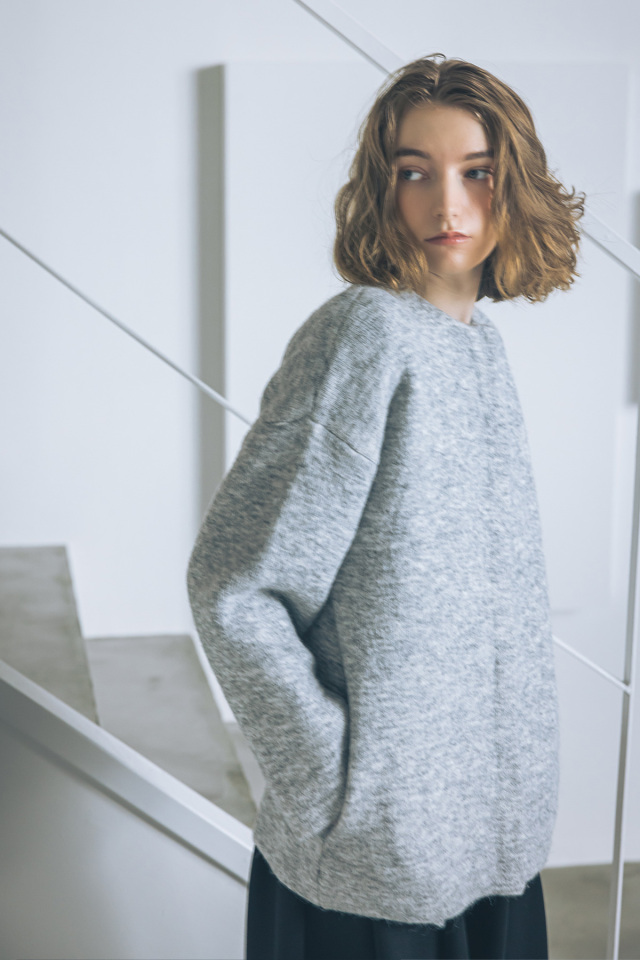 コクーン起毛ニットジャケット