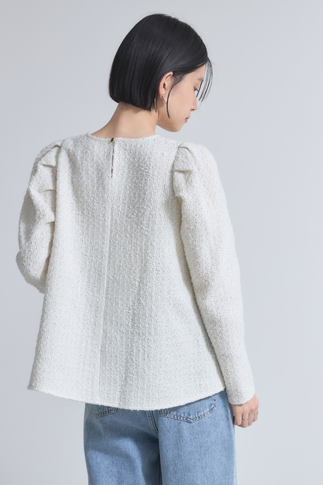 ショルダータックツイードブラウス
