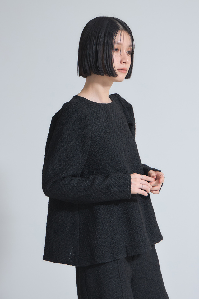 ショルダータックツイードブラウス