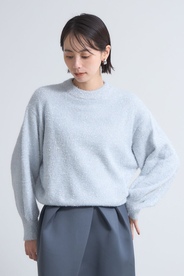 ラメシャギーニットプルオーバー