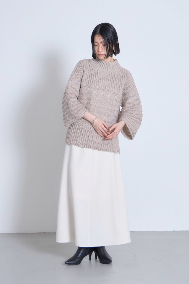 ケーブルタートルローゲージニットプルオーバー