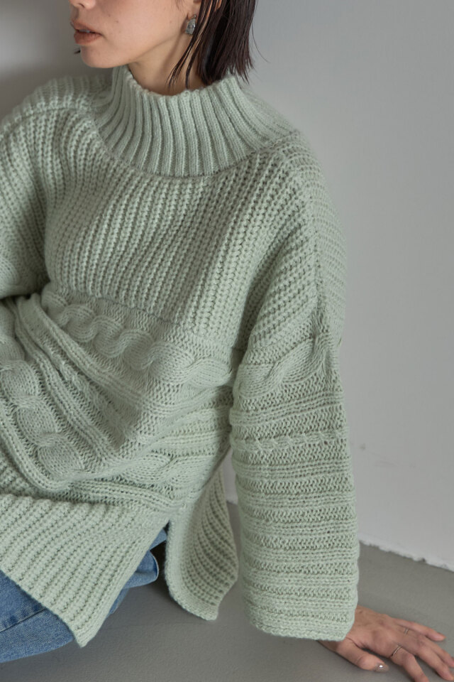 【1/1 SALE拡大！】ケーブルタートルローゲージニットプルオーバー＊SALE品につき返品/交換/注文確定後の変更キャンセル不可＊