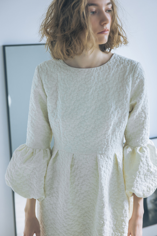 【SALE】バルーンスリーブジャガードコクーンワンピース＊SALE品につき返品/交換/注文確定後の変更キャンセル不可＊