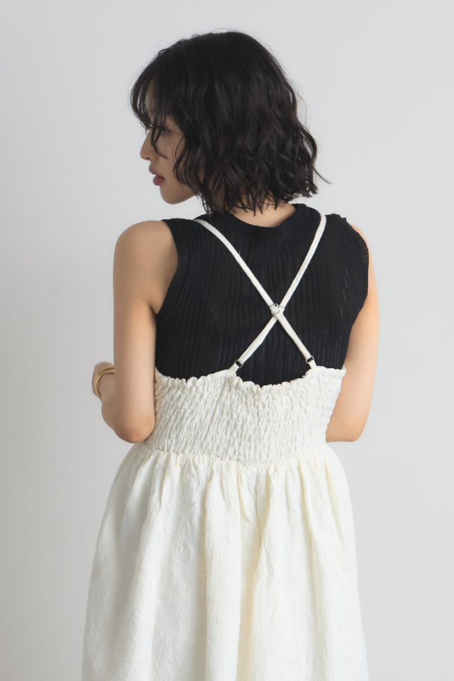 群言堂　登美　五分袖ワンピース　コクーンシルエット　グンゲンドウ　ジャガード 群言堂 登美 五分袖ワンピース コクーンシルエット グンゲンドウ