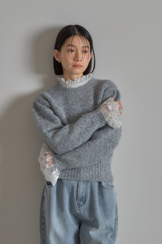 exp_2010様 リクエスト 3点 まとめ商品 ランダムビジュー起毛ニットプルオーバー