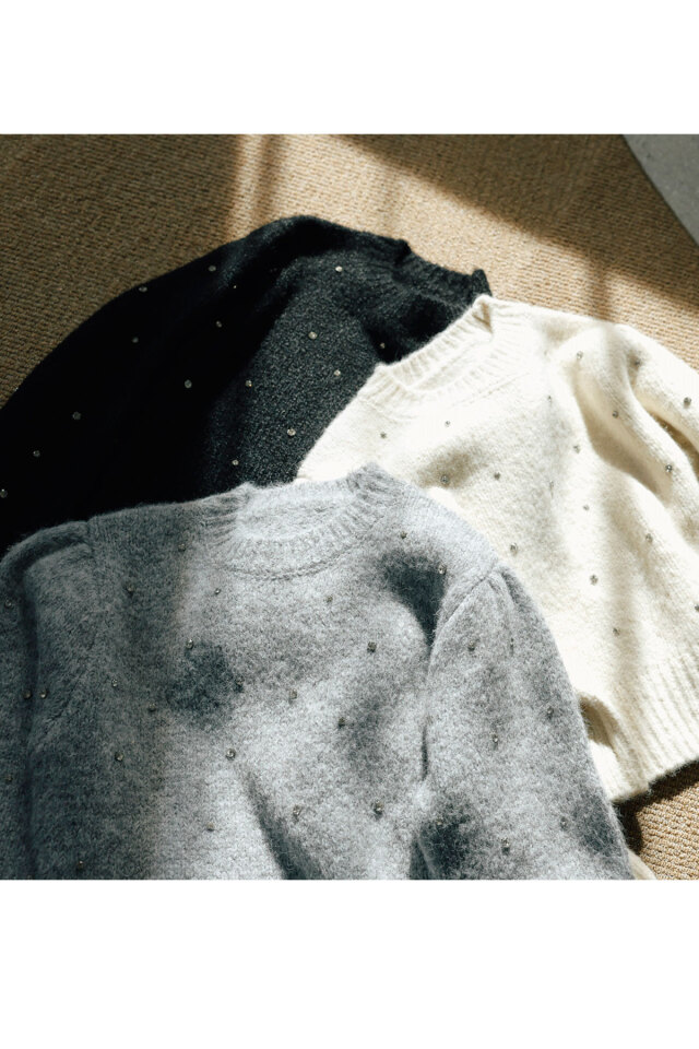 exp_2010様 リクエスト 3点 まとめ商品 ランダムビジュー起毛ニットプルオーバー